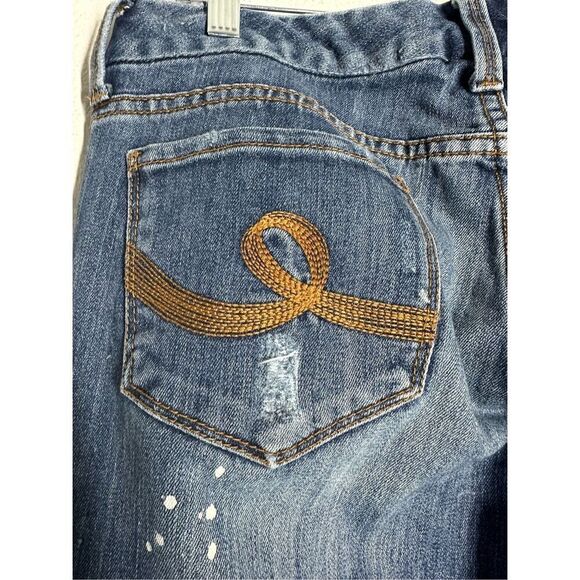 7 Seven For All Mankind White Paint Splatter Boot Cut Jeans Womens Sz 30/ 32 L - Picture 7 of 16